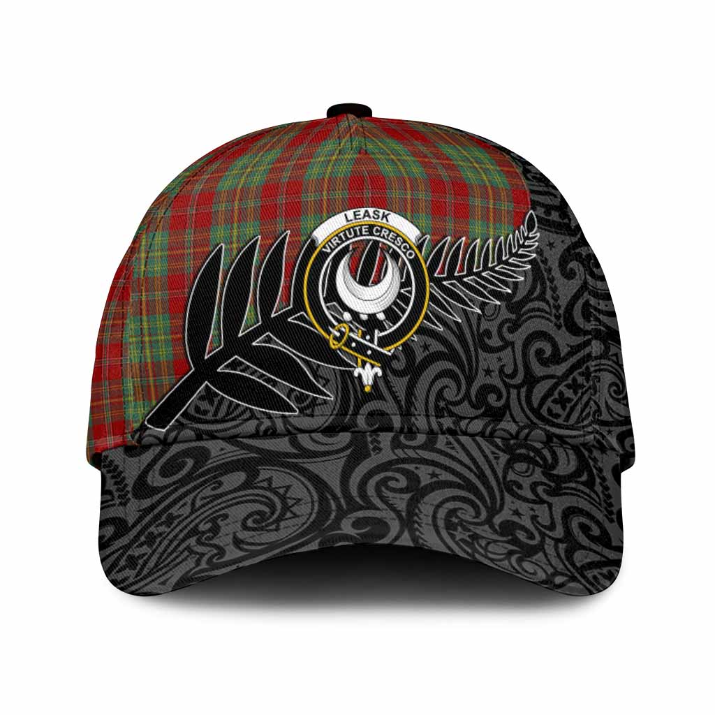 Leask Crest Tartan Classic Cap with New Zealand Silver Fern Half Style