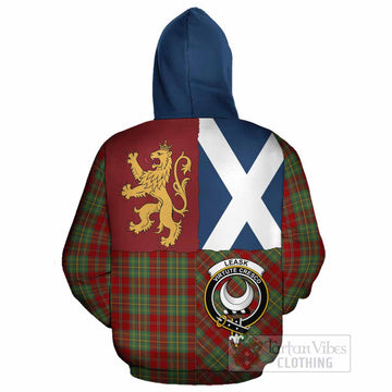 Leask Crest Tartan Cotton Hoodie with Lion Rampant Saltire Style