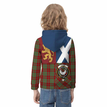 Leask Crest Tartan Kid Hoodie with Lion Rampant Saltire Style