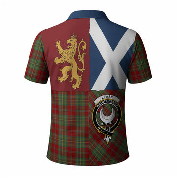Leask Crest Tartan Polo Shirt with Lion Rampant Saltire Style