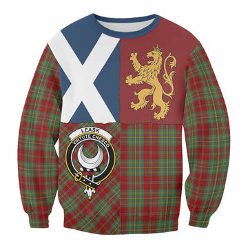 Leask Crest Tartan Sweatshirt with Lion Rampant Saltire Style