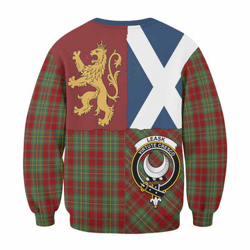 Leask Crest Tartan Sweatshirt with Lion Rampant Saltire Style