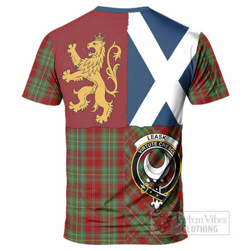 Leask Crest Tartan T-Shirt with Lion Rampant Saltire Style