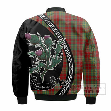 Leask Family Crest Tartan Bomber Jacket Alba Thistle Inspired