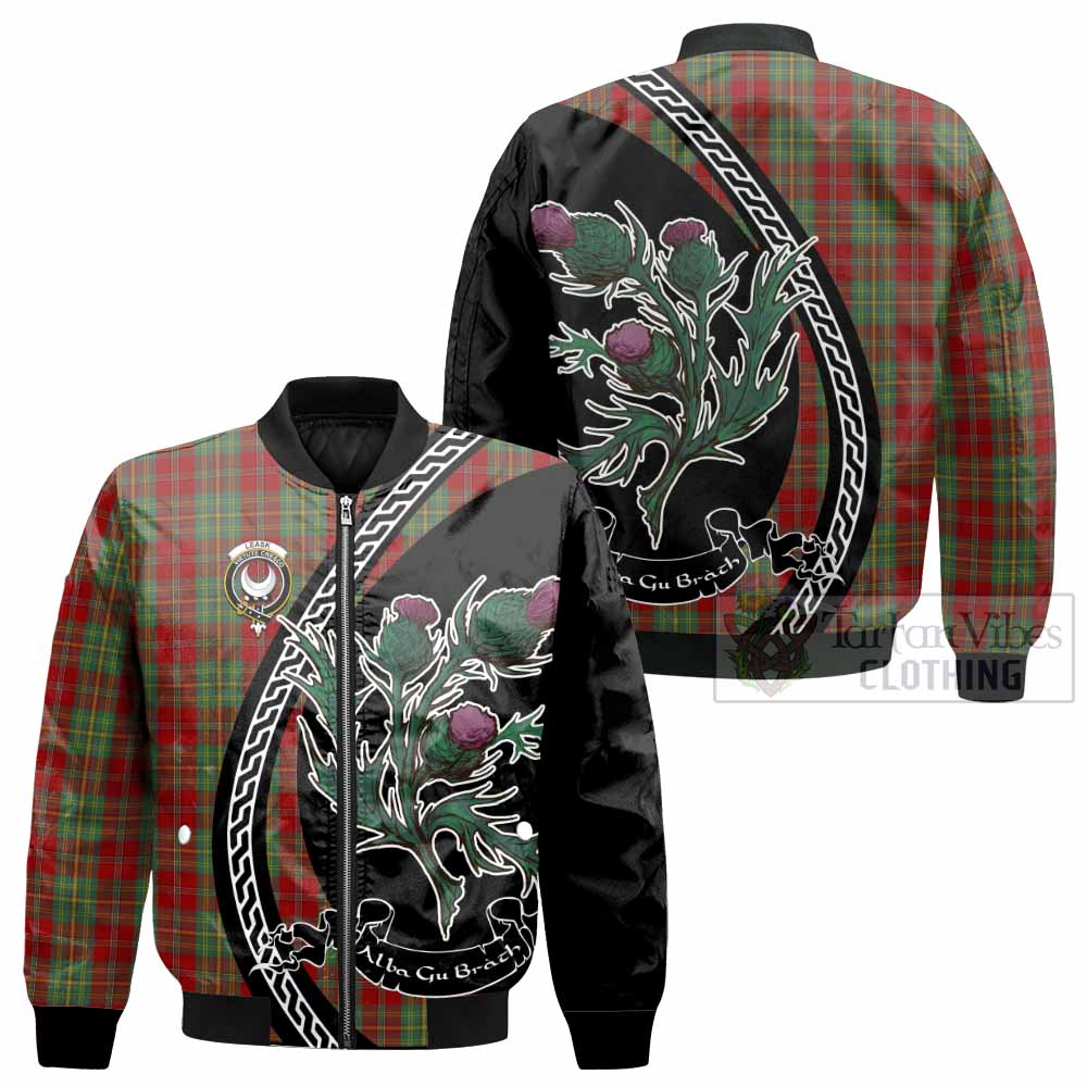 Leask Family Crest Tartan Bomber Jacket Alba Thistle Inspired - Tartan Vibes Clothing