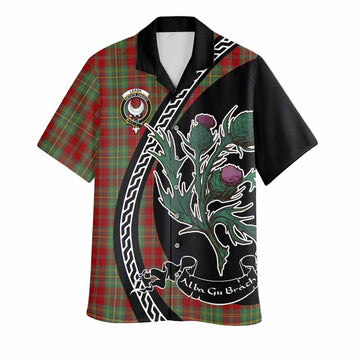 Leask Family Crest Tartan Hawaiian Shirt Alba Thistle Inspired