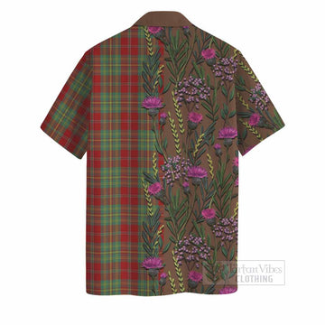 Leask Family Crest Tartan Hawaiian Shirt Scottish Thistle Flower Pattern Half Style