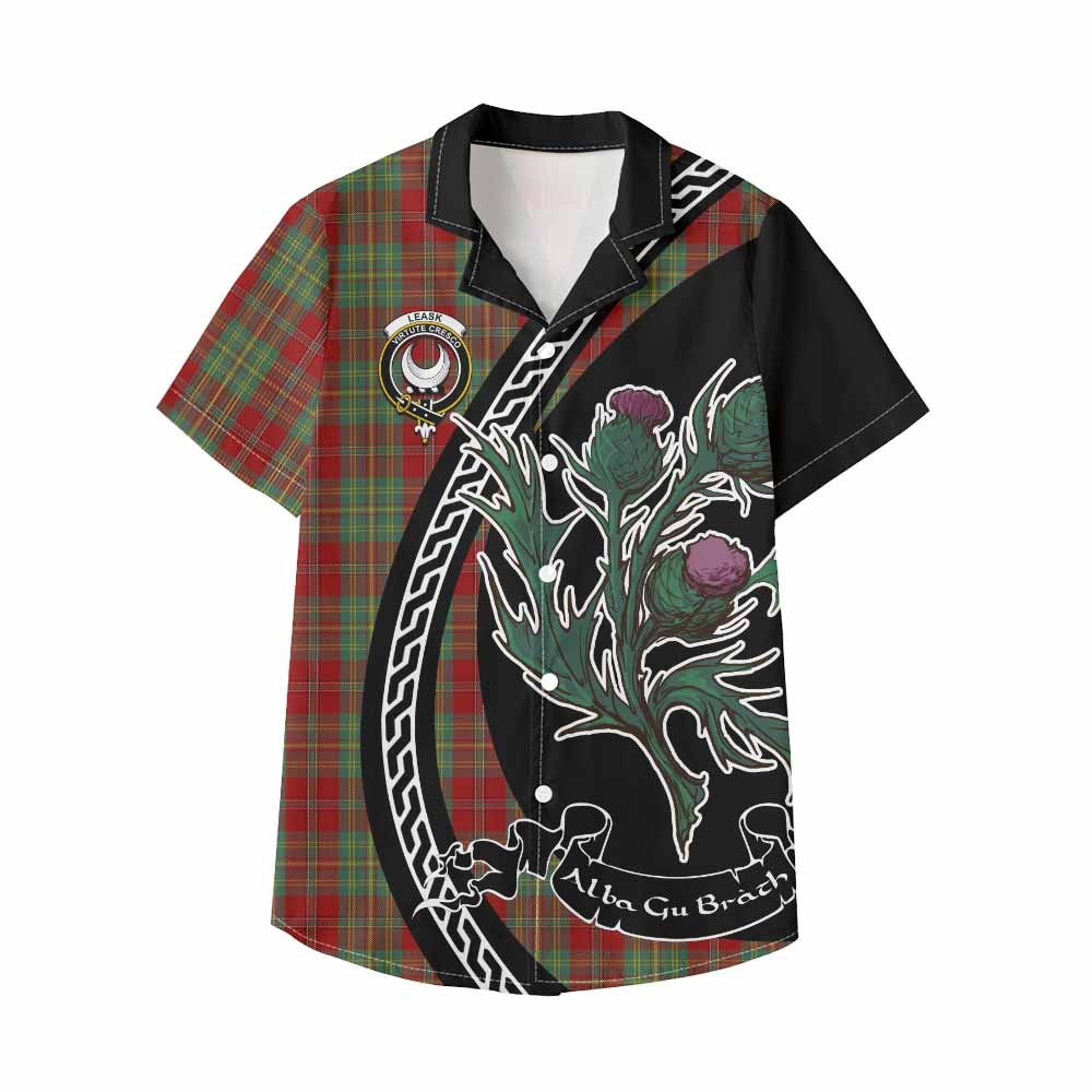 Leask Family Crest Tartan Kid Hawaiian Shirt Alba Thistle Inspired - Tartan Vibes Clothing