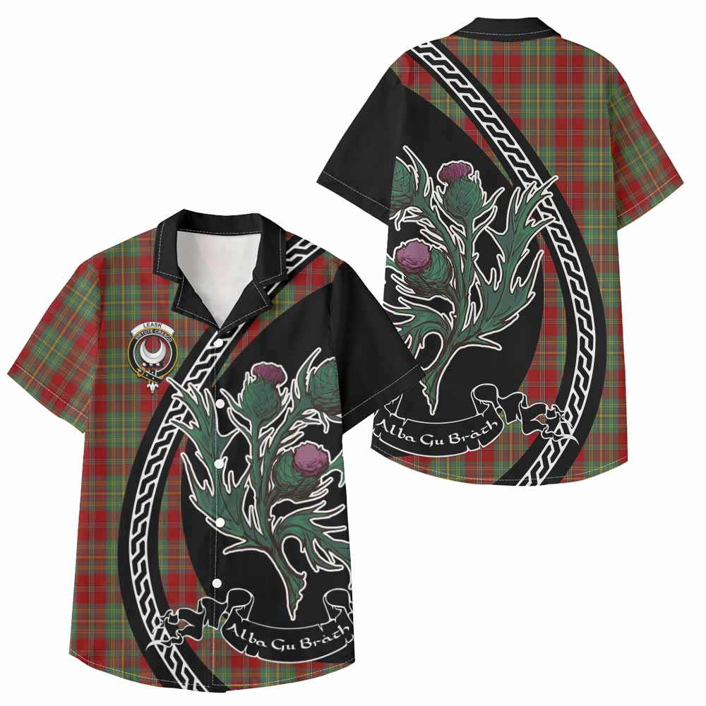 Leask Family Crest Tartan Kid Hawaiian Shirt Alba Thistle Inspired - Tartan Vibes Clothing