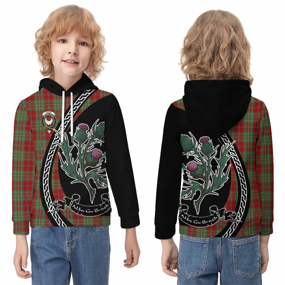 Leask Family Crest Tartan Kid Hoodie Alba Thistle Inspired - Tartan Vibes Clothing