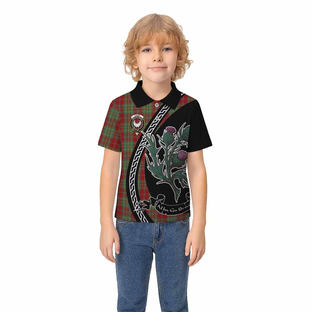 Leask Family Crest Tartan Kid Polo Shirt Alba Thistle Inspired - Tartan Vibes Clothing