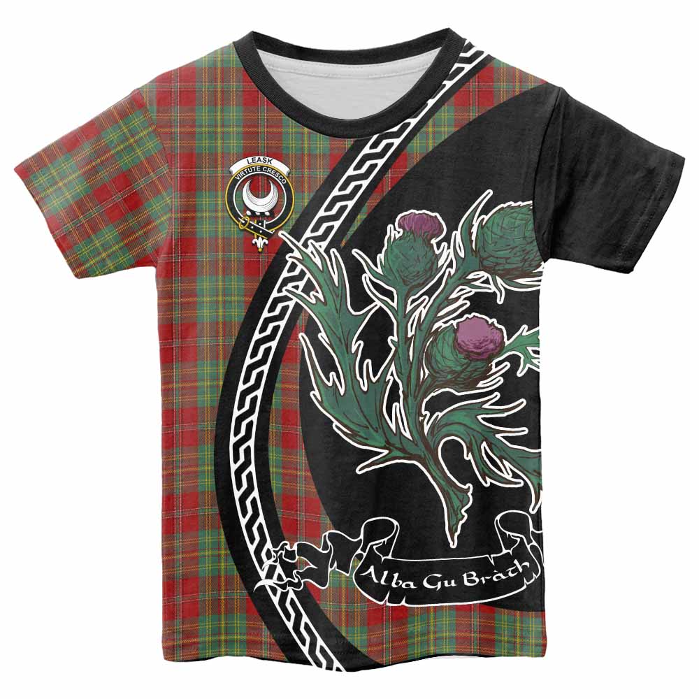 Leask Family Crest Tartan Kid T-shirt Alba Thistle Inspired - Tartan Vibes Clothing