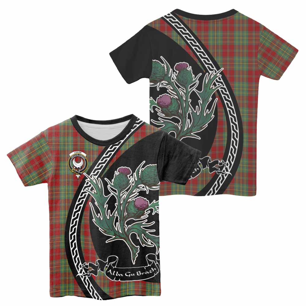 Leask Family Crest Tartan Kid T-shirt Alba Thistle Inspired - Tartan Vibes Clothing