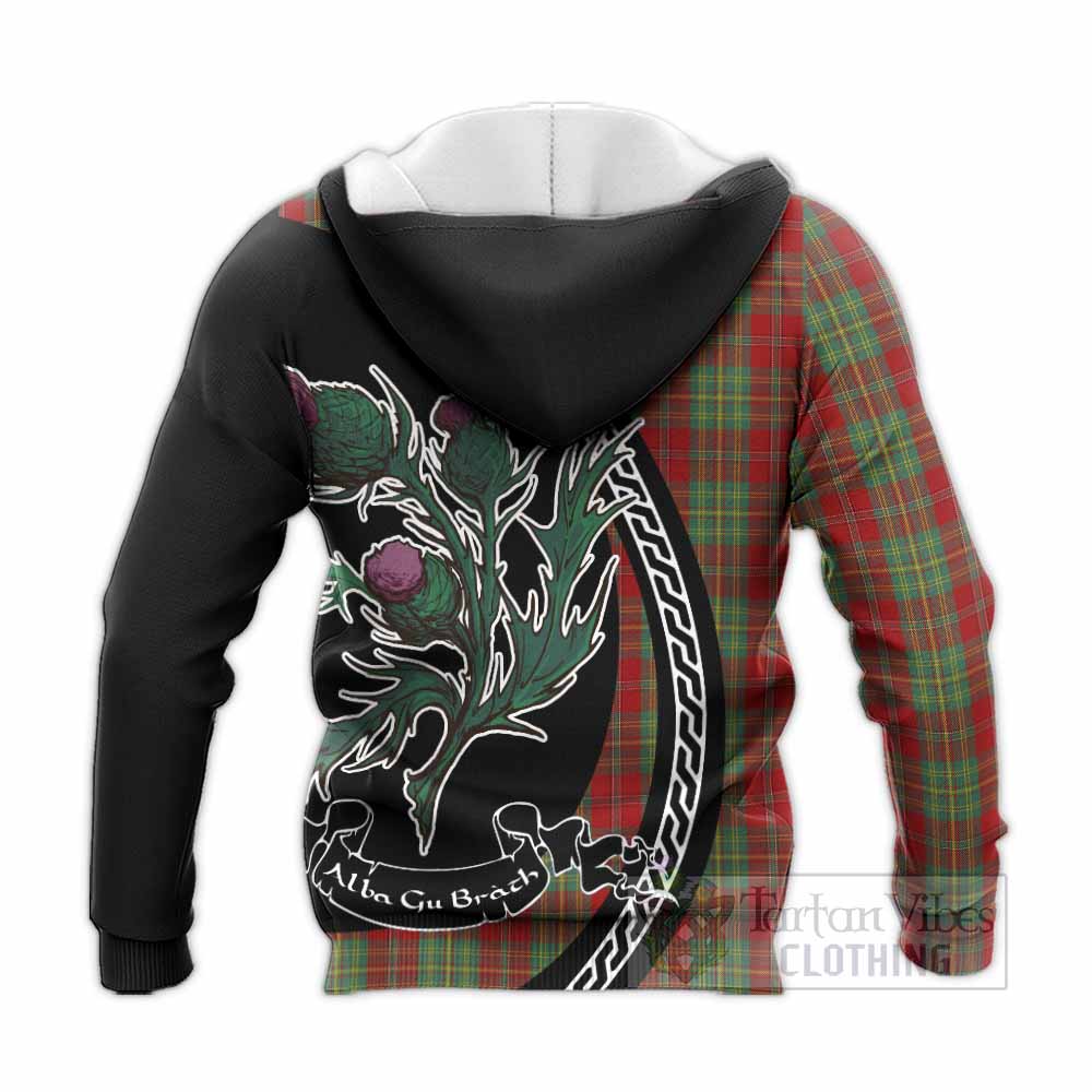Leask Family Crest Tartan Knitted Hoodie Alba Thistle Inspired - Tartan Vibes Clothing