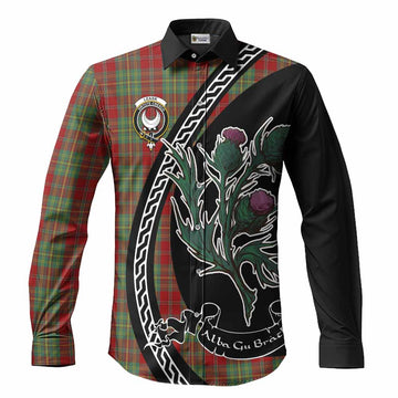 Leask Family Crest Tartan Long Sleeve Button Shirts Alba Thistle Inspired
