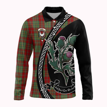 Leask Family Crest Tartan Long Sleeve Polo Shirt Alba Thistle Inspired