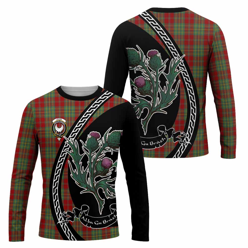 Leask Family Crest Tartan Long Sleeve T-Shirt Alba Thistle Inspired - Tartan Vibes Clothing