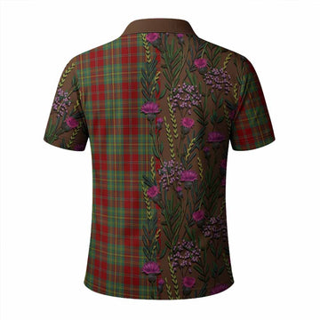 Leask Family Crest Tartan Polo Shirt Scottish Thistle Flower Pattern Half Style