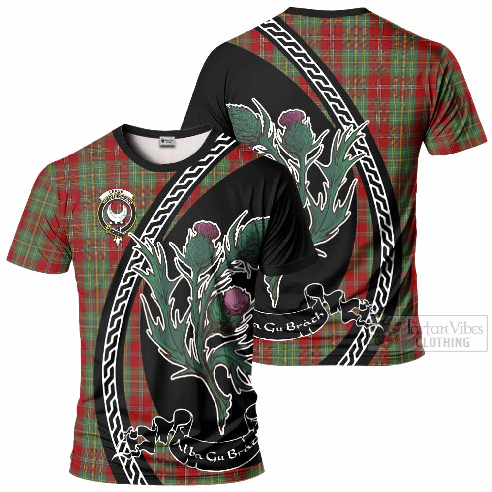Leask Family Crest Tartan T-Shirt Alba Thistle Inspired - Tartan Vibes Clothing