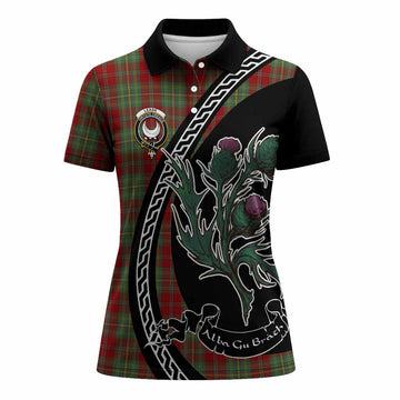 Leask Family Crest Tartan Women Polo Shirt Alba Thistle Inspired