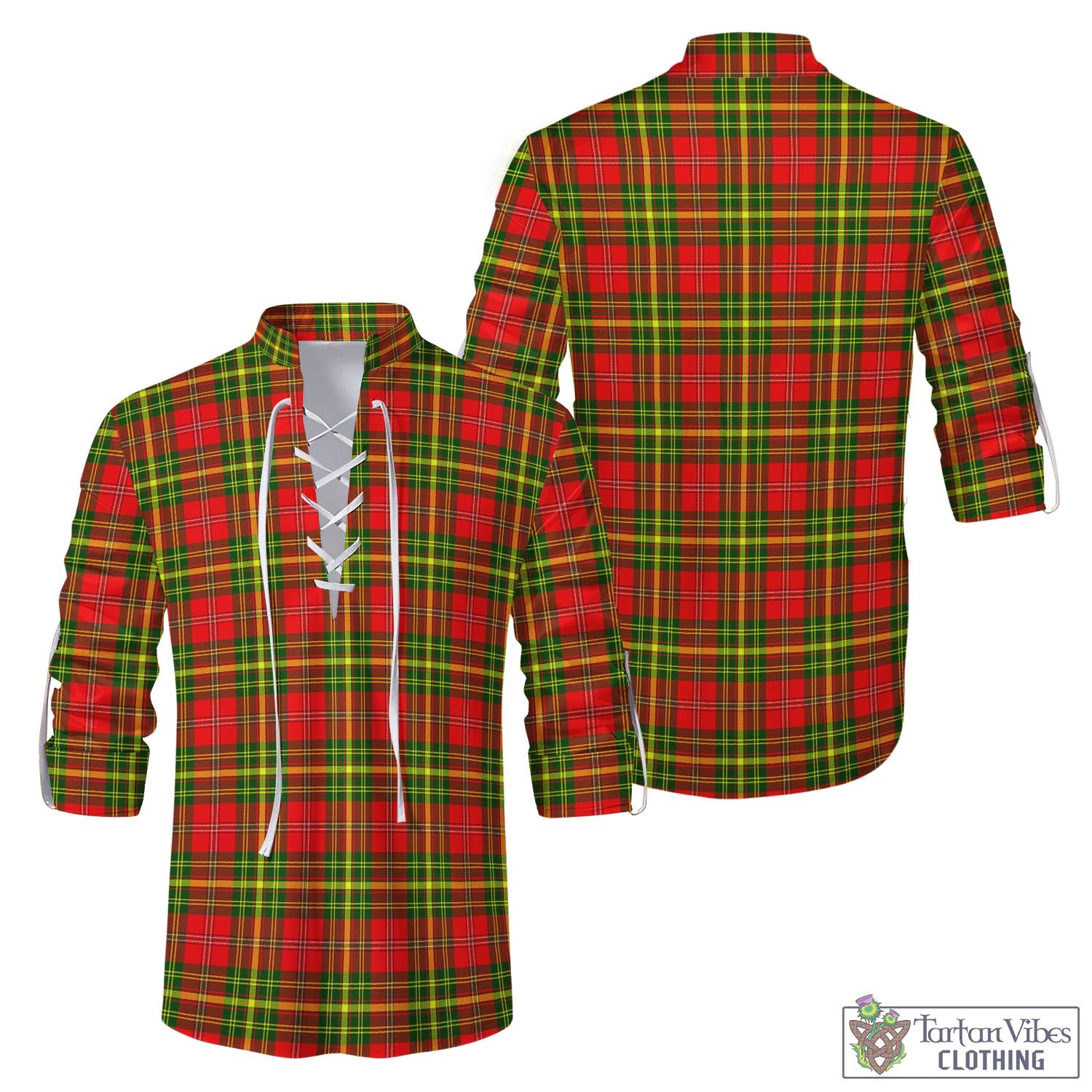 Tartan Vibes Clothing Leask Modern Tartan Men's Scottish Traditional Jacobite Ghillie Kilt Shirt