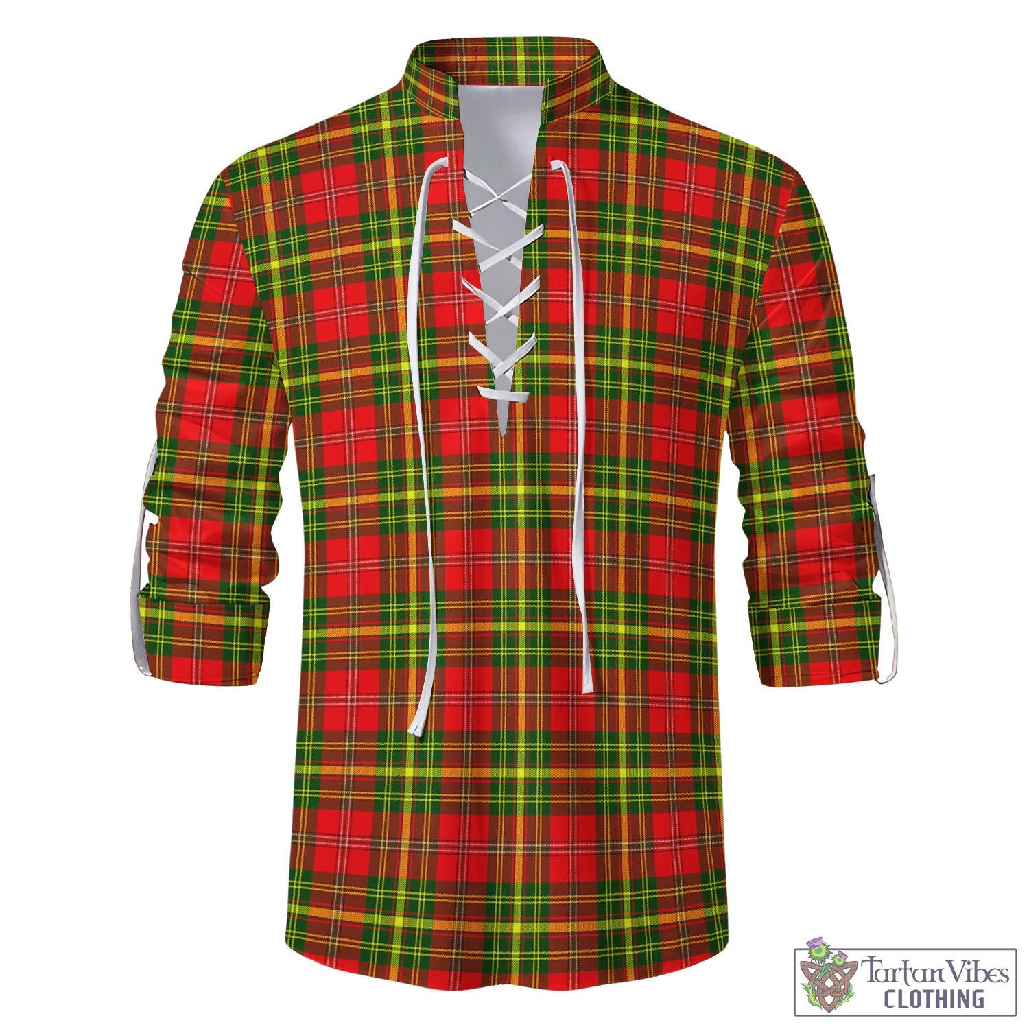 Tartan Vibes Clothing Leask Modern Tartan Men's Scottish Traditional Jacobite Ghillie Kilt Shirt