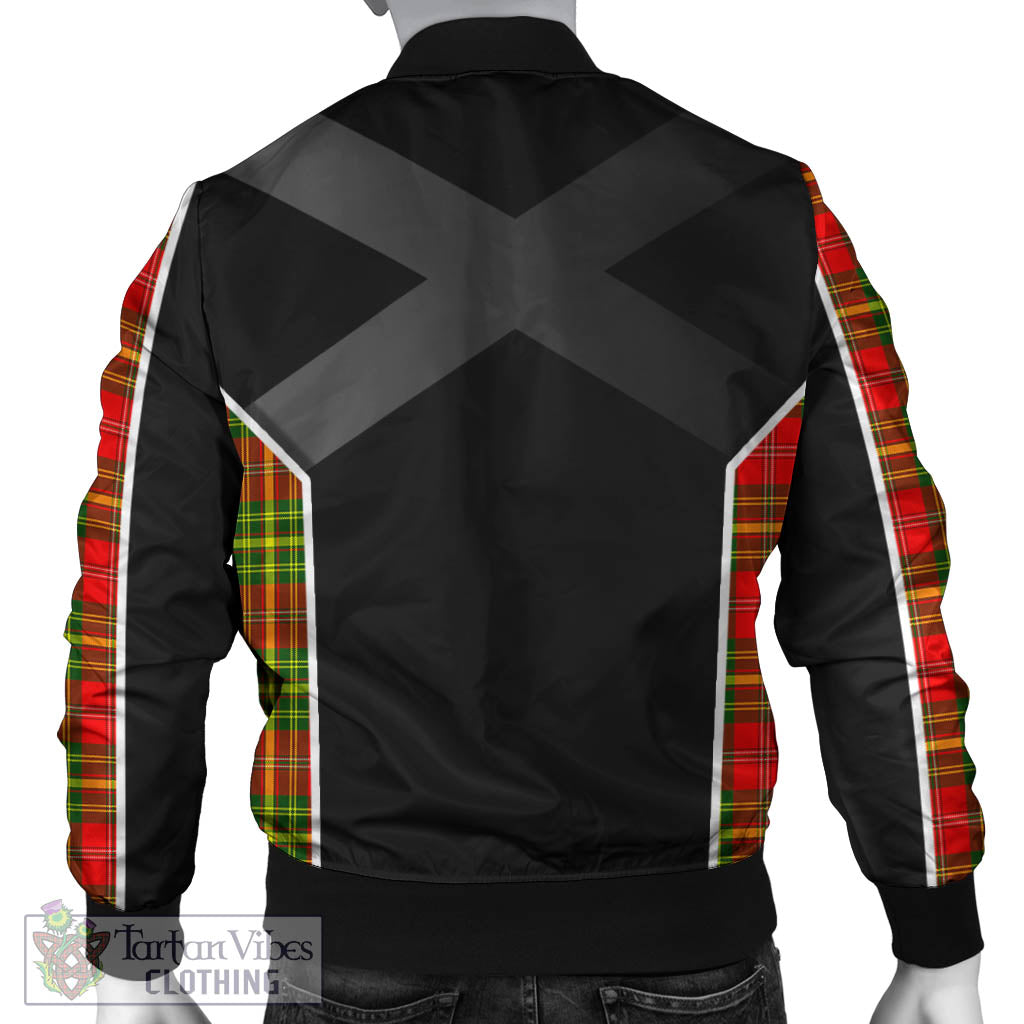 Tartan Vibes Clothing Leask Modern Tartan Bomber Jacket with Family Crest and Scottish Thistle Vibes Sport Style