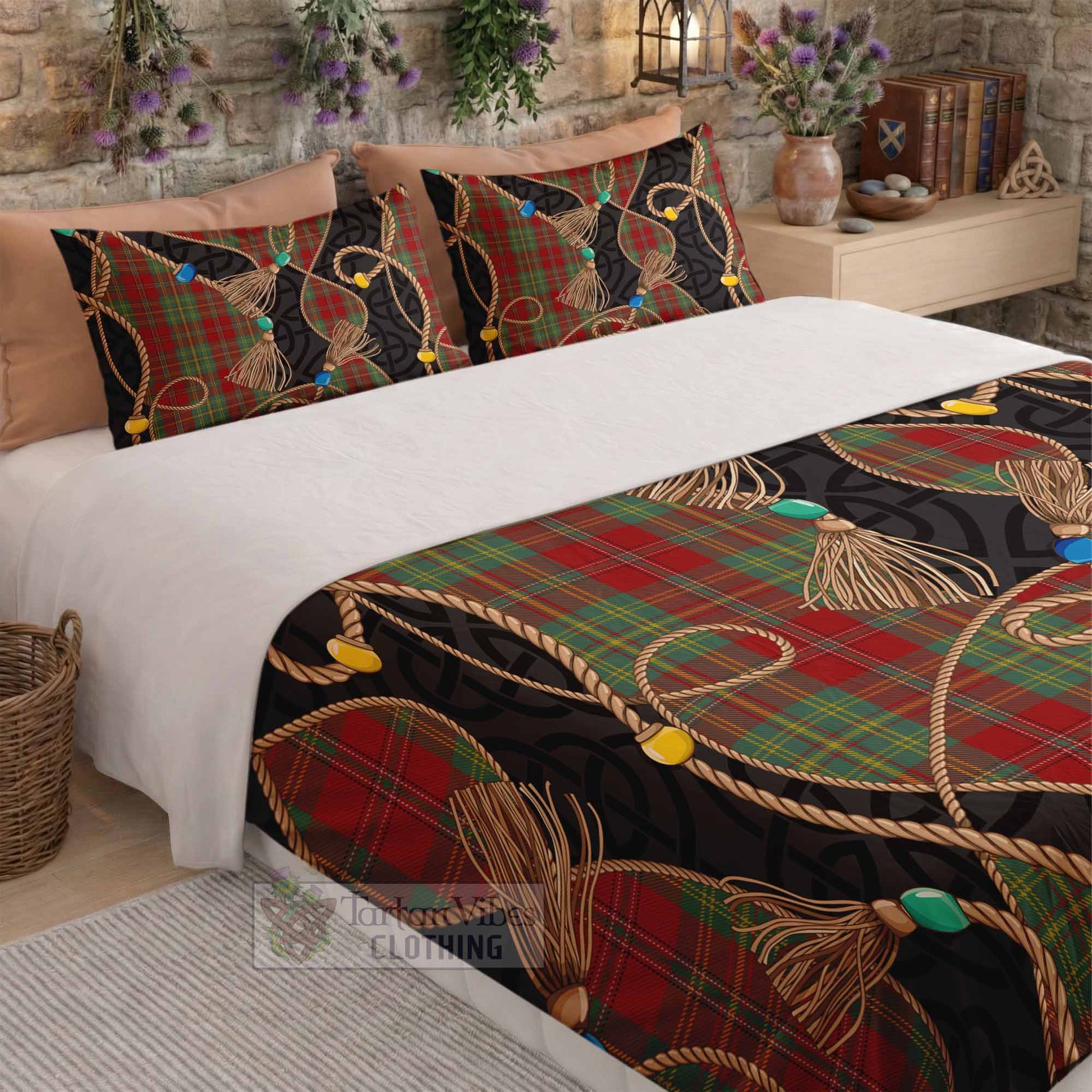 Leask Scottish Tartan Twisted Ropes Stylized Bedding Set - Tartan Vibes Clothing
