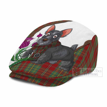Leask Scottish Terrier Tartan Flat Cap, Jeff Cap Thistle Heritage Art