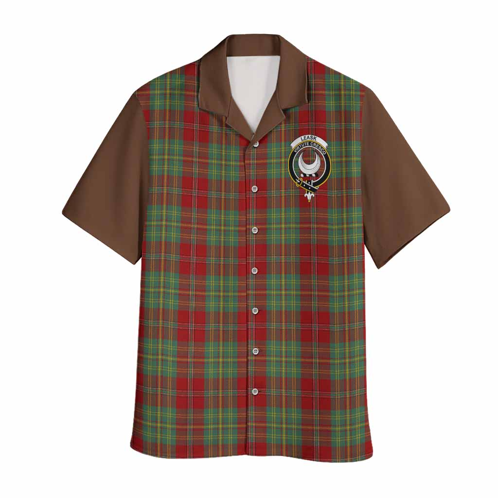 Leask Tartan Accent Hawaiian Shirt with Family Crest