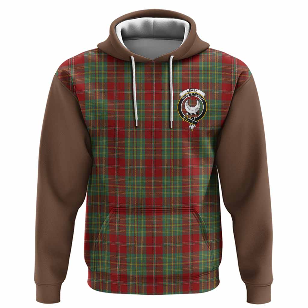 Leask Tartan Accent Hoodie with Family Crest