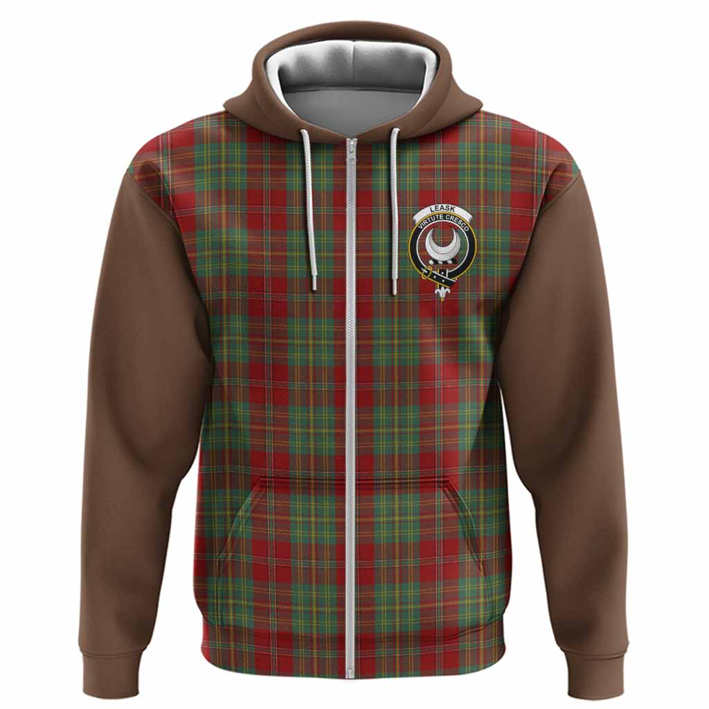 Leask Tartan Accent Hoodie with Family Crest