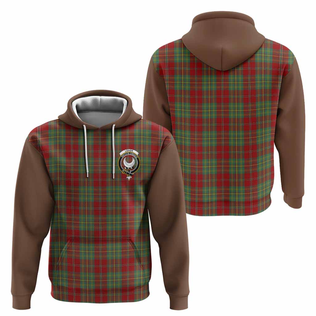 Leask Tartan Accent Hoodie with Family Crest