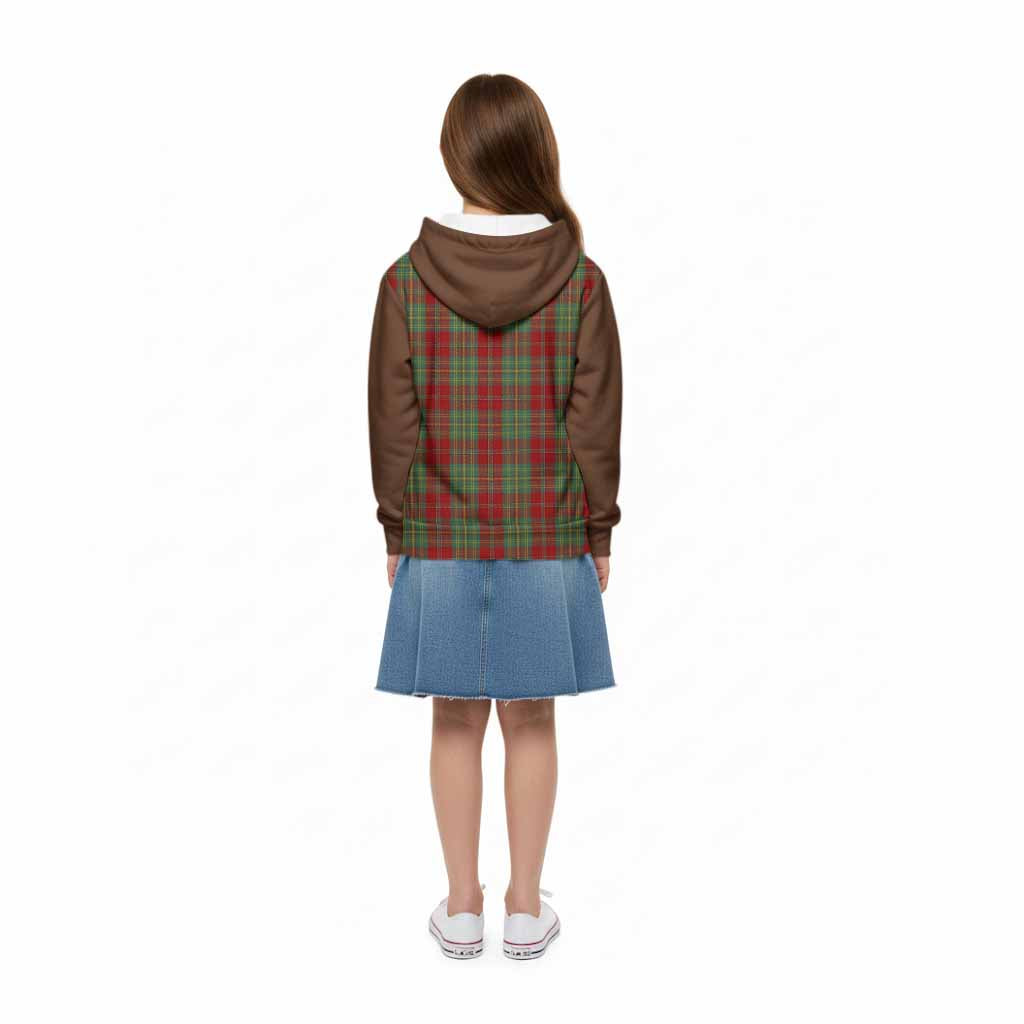 Leask Tartan Accent Kid Hoodie with Family Crest