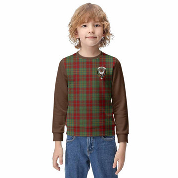 Leask Tartan Accent Kid Knitted Sweatshirt with Family Crest