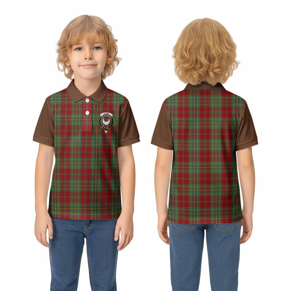 Leask Tartan Accent Kid Polo Shirt with Family Crest