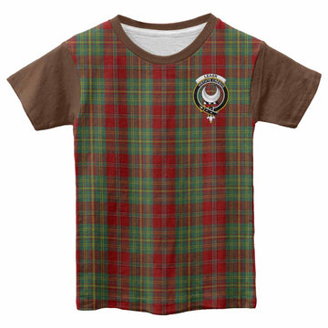 Leask Tartan Accent Kid T-shirt with Family Crest