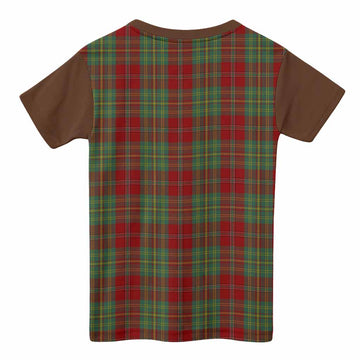 Leask Tartan Accent Kid T-shirt with Family Crest