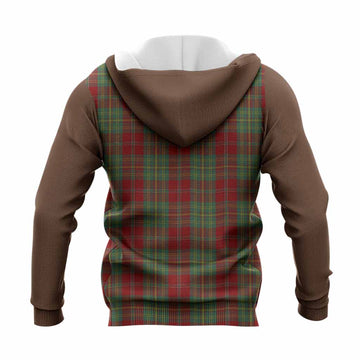Leask Tartan Accent Knitted Hoodie with Family Crest