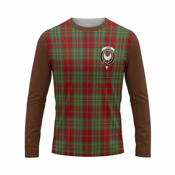 Leask Tartan Accent Long Sleeve T-Shirt with Family Crest