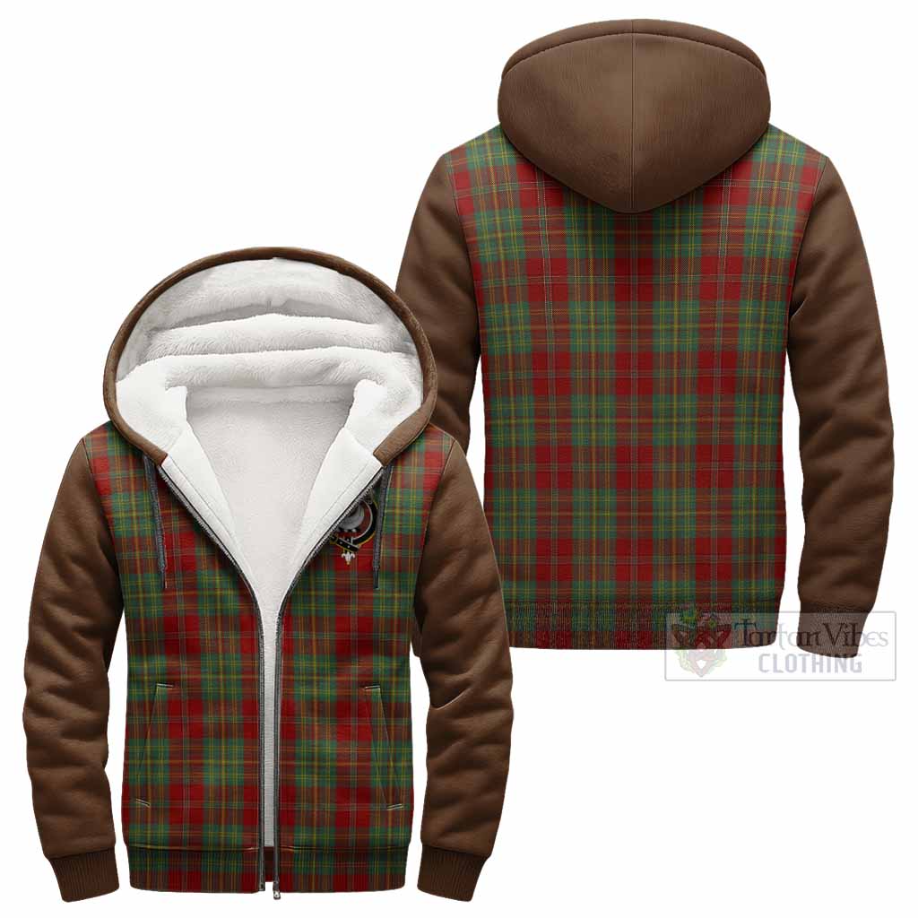 Leask Tartan Accent Sherpa Hoodie with Family Crest