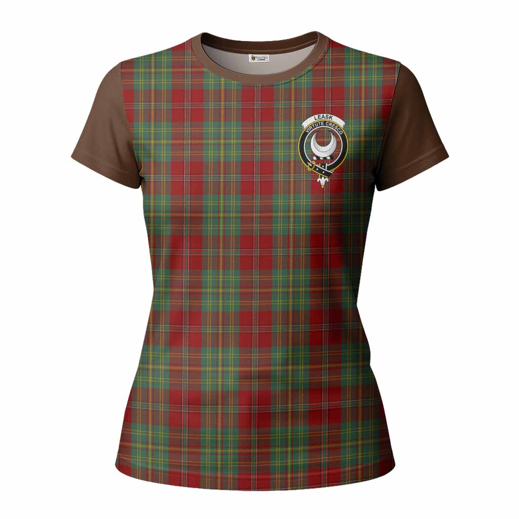 Leask Tartan Accent Women T shirt with Family Crest