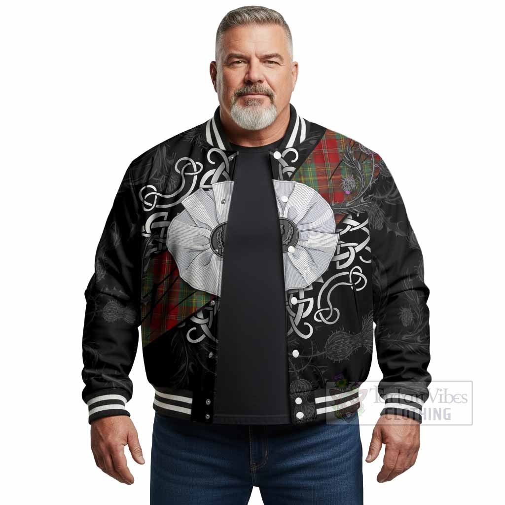 Leask Tartan Baseball Jacket Jacobite White Rose - Tartan Vibes Clothing