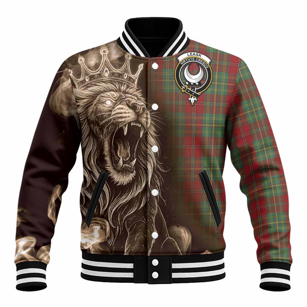 Leask Tartan Baseball Jacket Roaring Lion Heritage