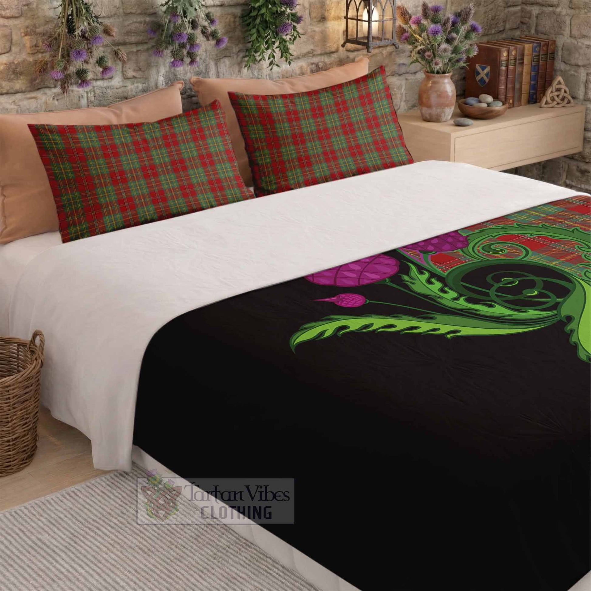 Leask Tartan Bedding Set Traditional Scottish Thistle - Tartan Vibes Clothing