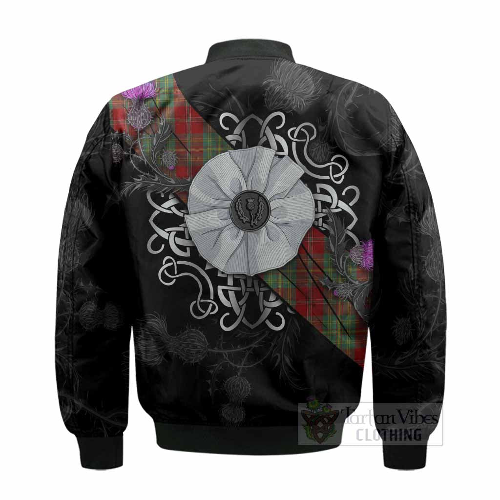 Leask Tartan Bomber Jacket Jacobite White Rose - Tartan Vibes Clothing