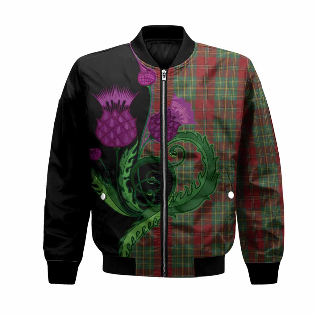 Leask Tartan Bomber Jacket Traditional Scottish Thistle