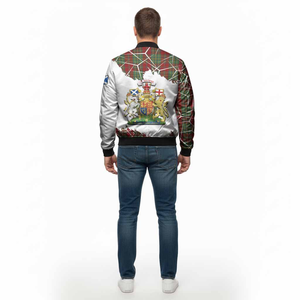 Leask Tartan Bomber Jacket with Family Crest and Lion Rampant Grunge Style