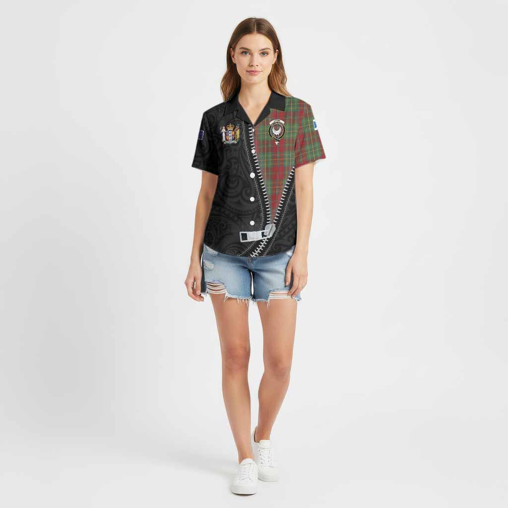 Leask Tartan Cotton Hawaiian Shirt New Zealand Pattern Unique Zipper Stylized