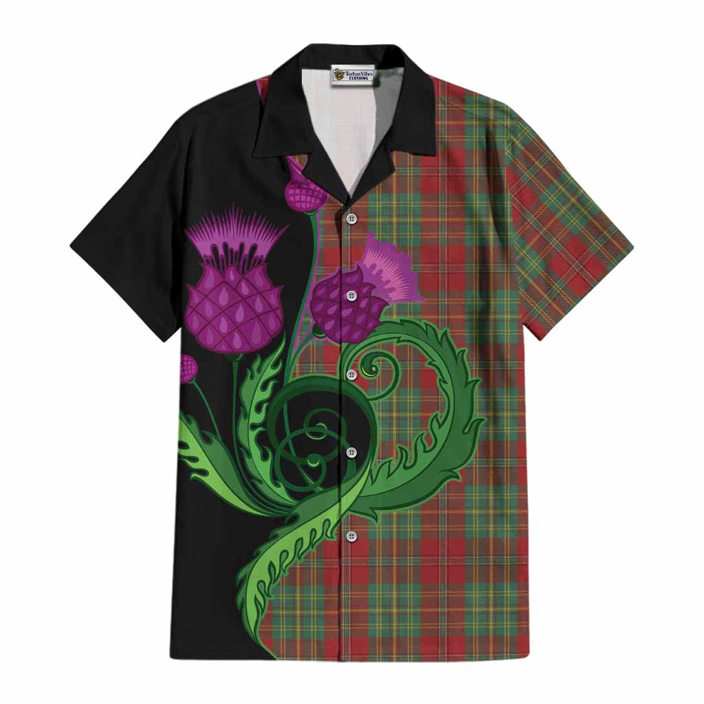 Leask Tartan Cotton Hawaiian Shirt Traditional Scottish Thistle